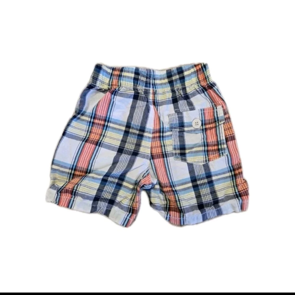 OshKosh B'gosh Toddler Boy Plaid Shorts Size 2T Orange Blue Yellow White Cotton